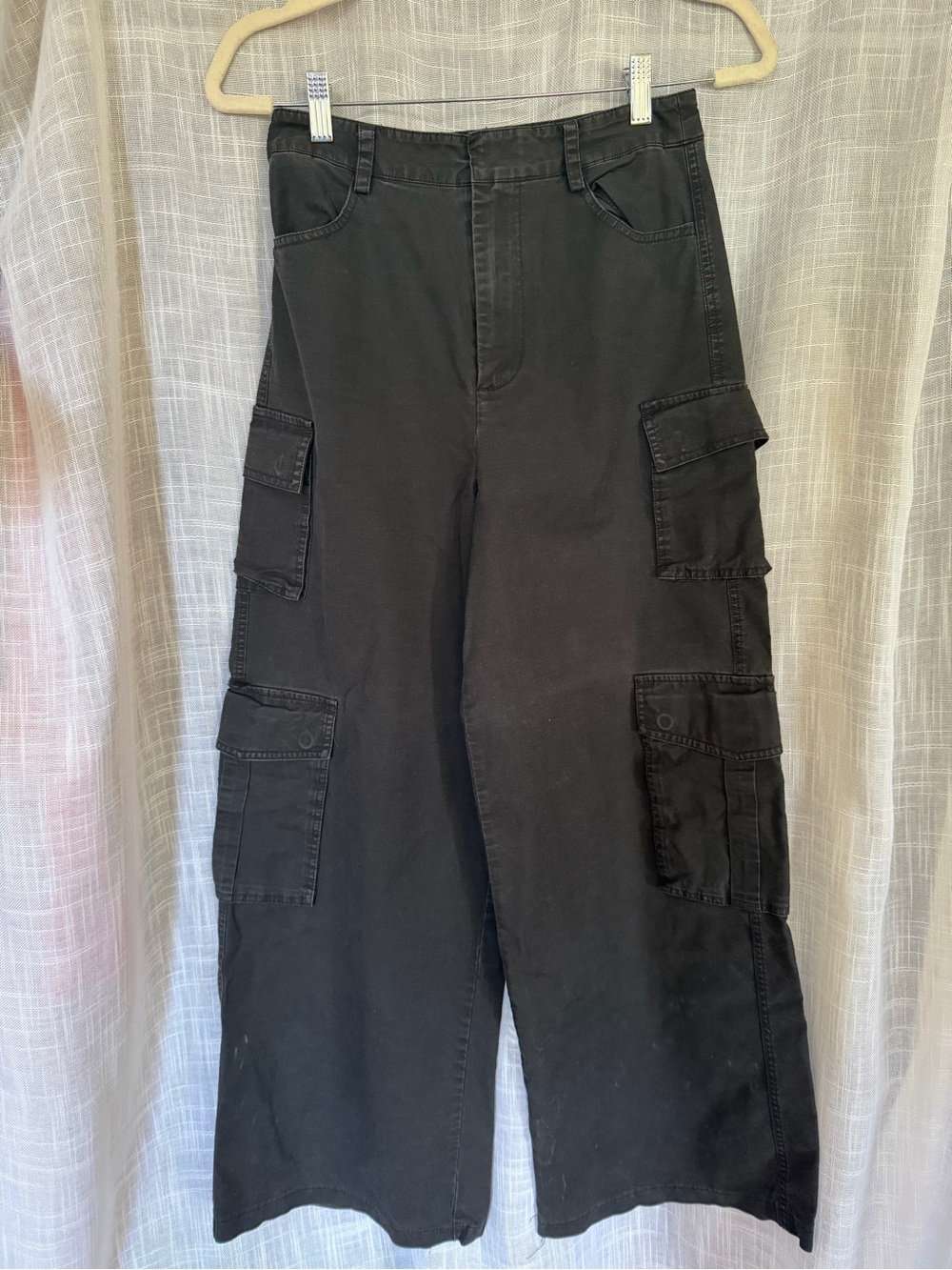 Favorite Daughter Black Wide-Leg Cargo Pants